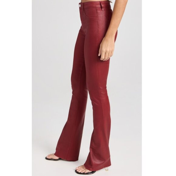 L'AGENCE 'Ruth' Coated High-Rise Straight-Leg Jeans, Dark Bordeaux - Picture 2 of 4
